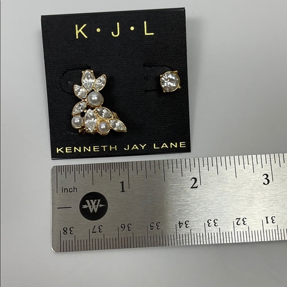 KJL 22k gf crystal and pearl mismatched ea… - Picture 2 of 4